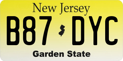 NJ license plate B87DYC