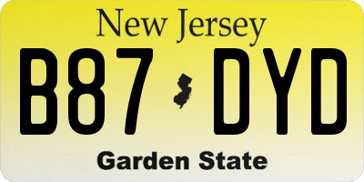 NJ license plate B87DYD
