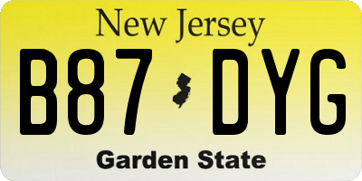 NJ license plate B87DYG