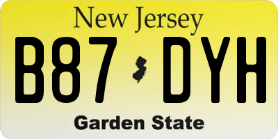 NJ license plate B87DYH