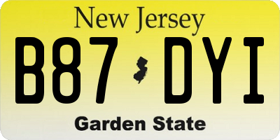 NJ license plate B87DYI
