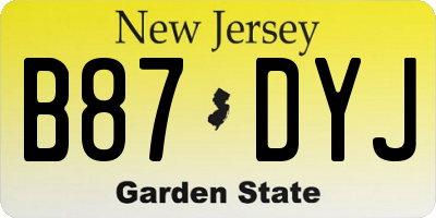 NJ license plate B87DYJ