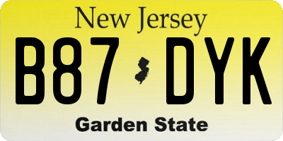 NJ license plate B87DYK