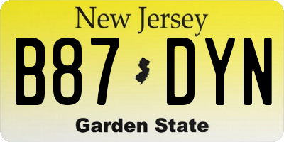 NJ license plate B87DYN