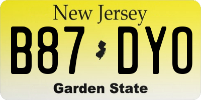 NJ license plate B87DYO