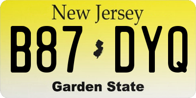 NJ license plate B87DYQ