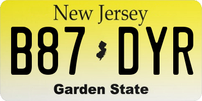 NJ license plate B87DYR