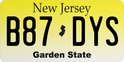 NJ license plate B87DYS