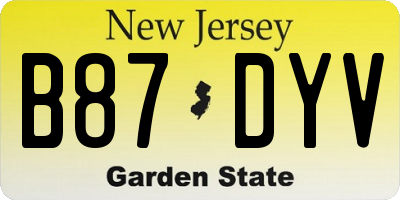 NJ license plate B87DYV