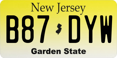 NJ license plate B87DYW