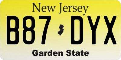 NJ license plate B87DYX