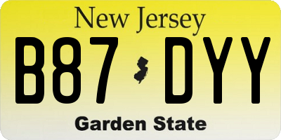 NJ license plate B87DYY