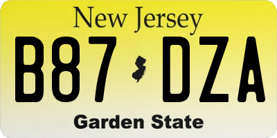 NJ license plate B87DZA