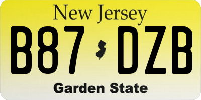 NJ license plate B87DZB