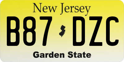 NJ license plate B87DZC