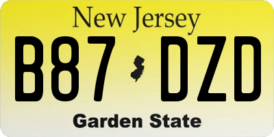 NJ license plate B87DZD