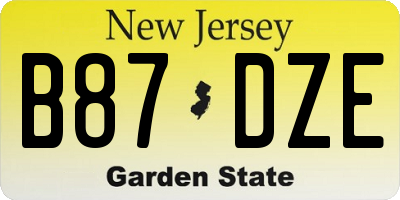NJ license plate B87DZE