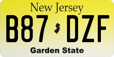 NJ license plate B87DZF