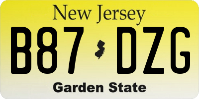 NJ license plate B87DZG