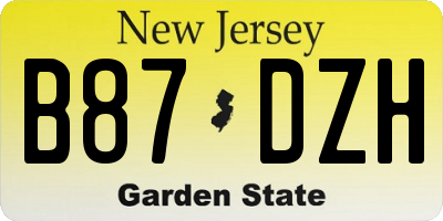 NJ license plate B87DZH