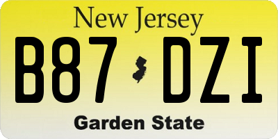 NJ license plate B87DZI