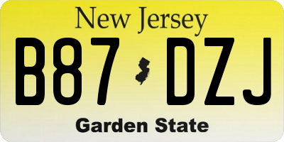 NJ license plate B87DZJ