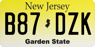 NJ license plate B87DZK