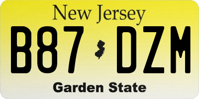 NJ license plate B87DZM