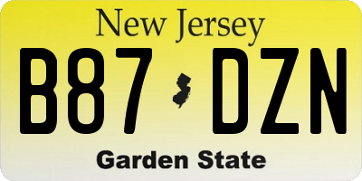 NJ license plate B87DZN