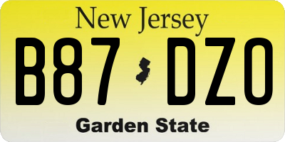 NJ license plate B87DZO