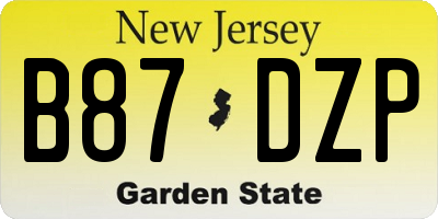 NJ license plate B87DZP