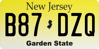 NJ license plate B87DZQ
