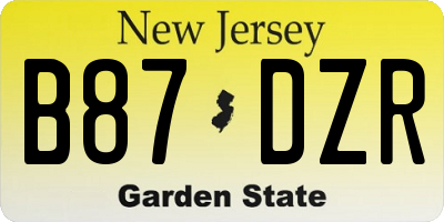 NJ license plate B87DZR