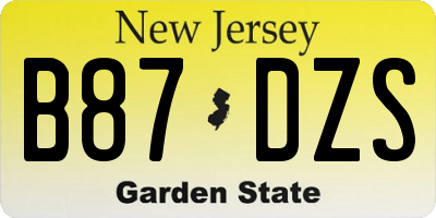 NJ license plate B87DZS