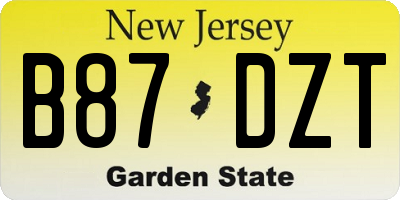 NJ license plate B87DZT