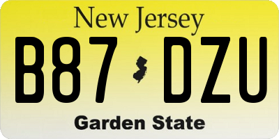 NJ license plate B87DZU