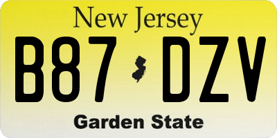 NJ license plate B87DZV