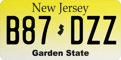 NJ license plate B87DZZ