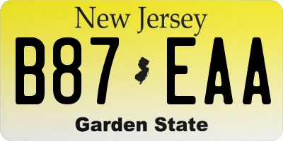 NJ license plate B87EAA