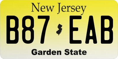 NJ license plate B87EAB