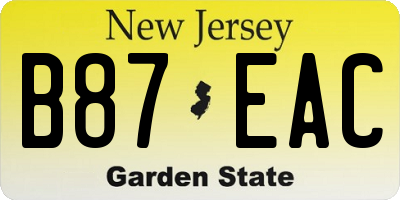 NJ license plate B87EAC