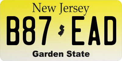 NJ license plate B87EAD