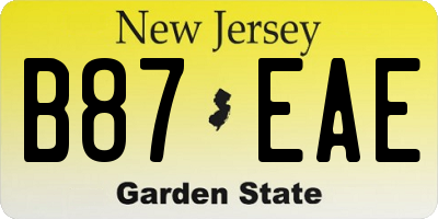 NJ license plate B87EAE