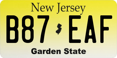 NJ license plate B87EAF