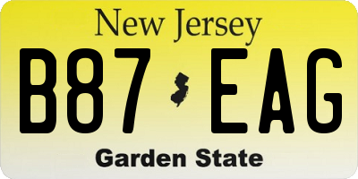 NJ license plate B87EAG