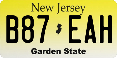 NJ license plate B87EAH