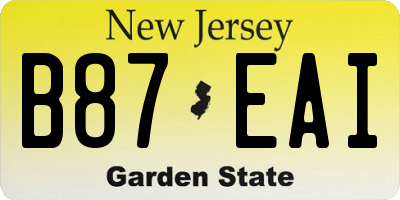 NJ license plate B87EAI