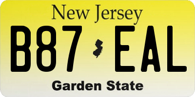 NJ license plate B87EAL