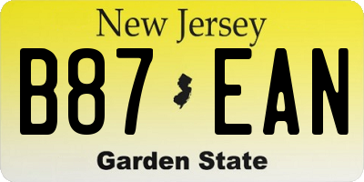 NJ license plate B87EAN