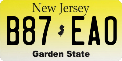 NJ license plate B87EAO